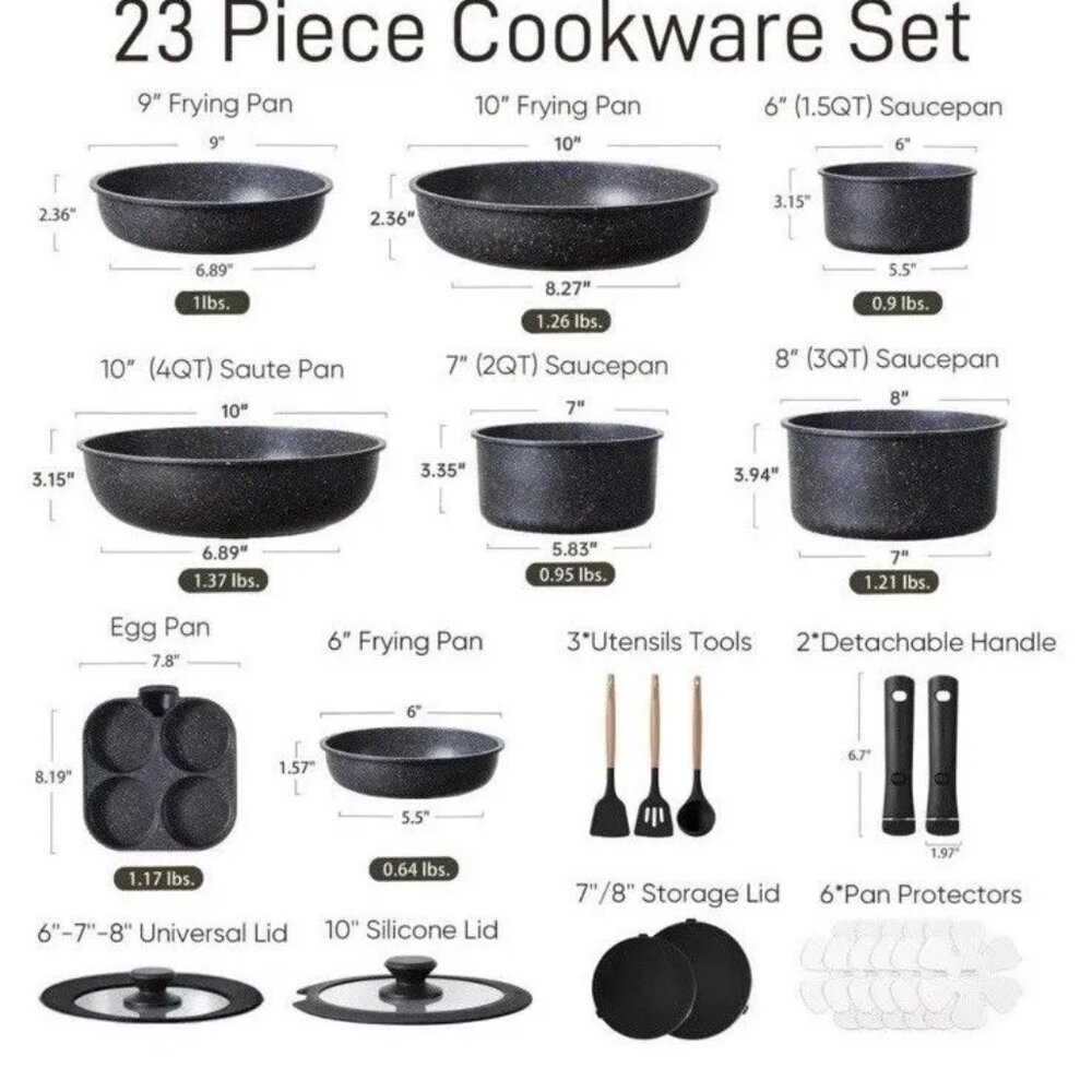 Carote 23pcs Cookware Set | Ceramic Non Stick Pots and Pans | Detachable Handles - Picture 2 of 7